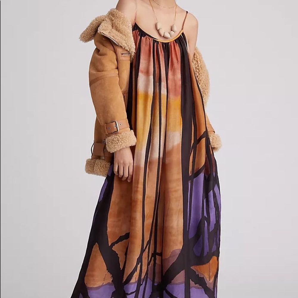 Mes Demoiselles Abstract Silk Maxi Dress